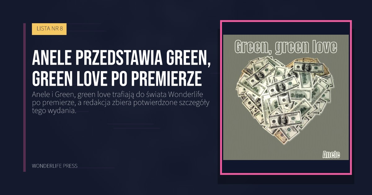 Wonderlife Press: Anele przedstawia Green, green love po premierze. okładka wydawnictwa. LISTA NR 8.