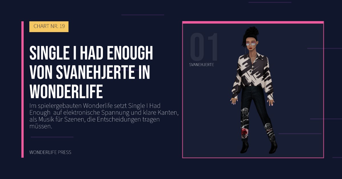 Wonderlife Press: Single I Had Enough  von Svanehjerte in Wonderlife. Künstlerporträt. CHART NR. 19.