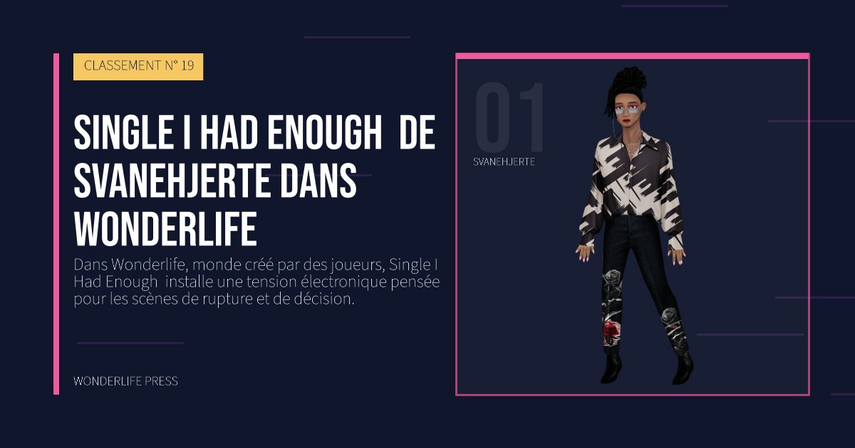 Wonderlife Press: Single I Had Enough de Svanehjerte dans Wonderlife. portrait des artistes. CLASSEMENT N° 19.