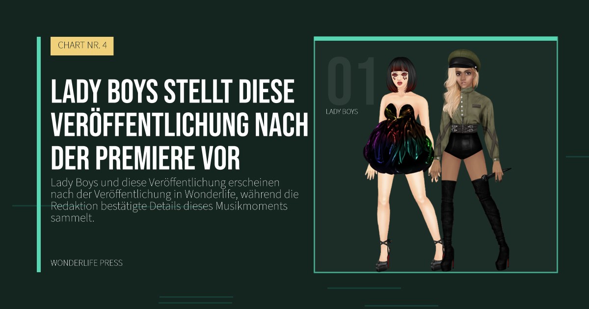 Wonderlife Press: Lady Boys stellt diese Veröffentlichung nach der Premiere vor. Künstlerporträt. CHART NR. 4.