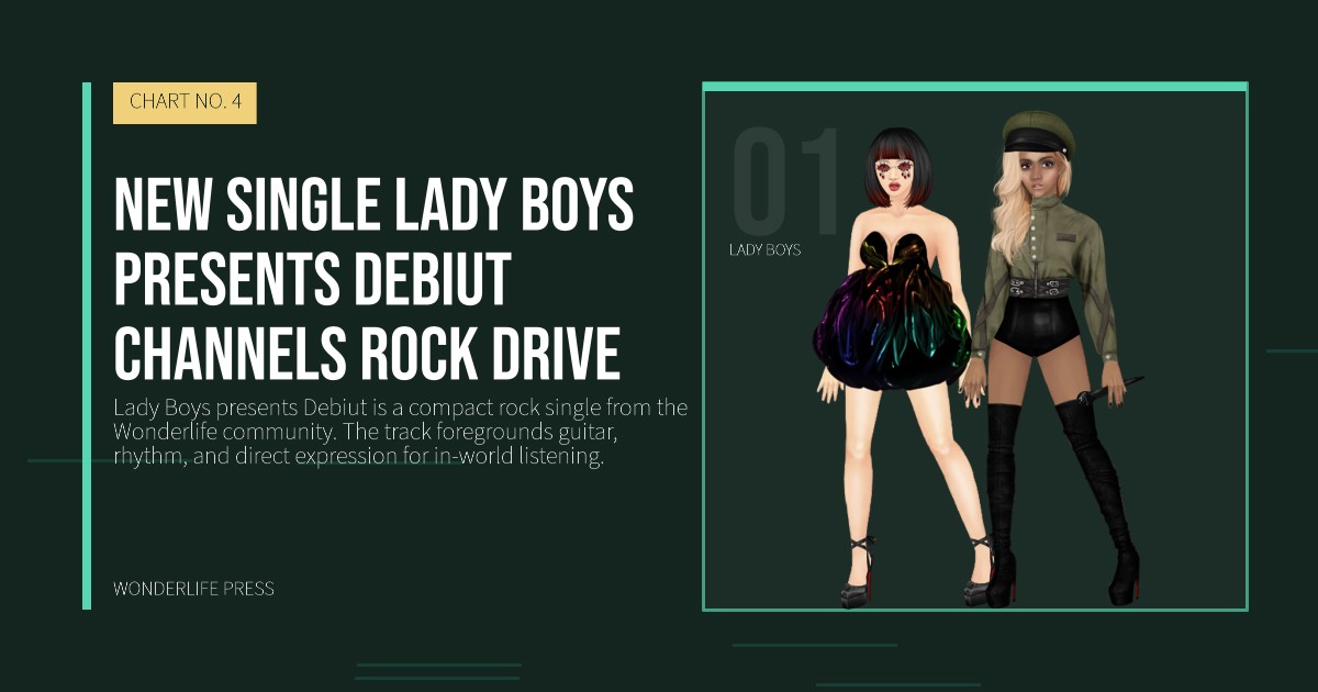 Wonderlife Press: new single Lady Boys presents Debiut channels rock drive. artist portrait. CHART NO. 4.