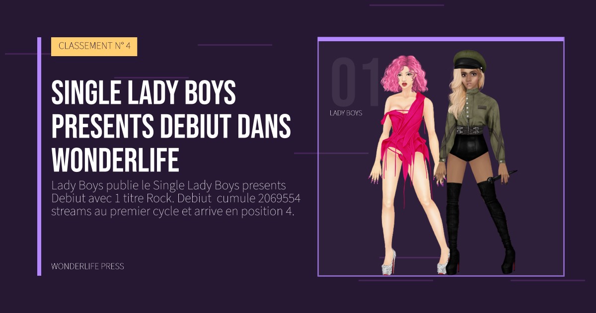 Wonderlife Press: Single Lady Boys presents Debiut dans Wonderlife. portrait des artistes. CLASSEMENT N° 4.