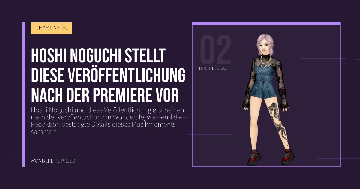 Wonderlife Press: Hoshi Noguchi stellt diese Veröffentlichung nach der Premiere vor. Künstlerporträt. CHART NR. 81.