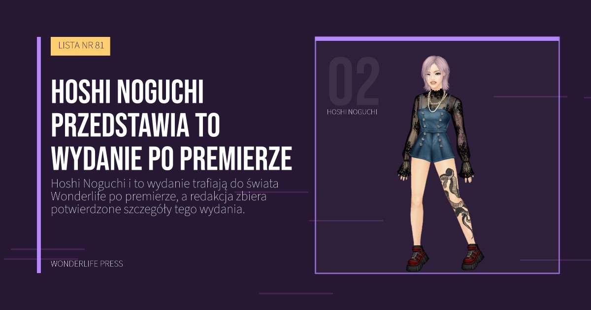 Wonderlife Press: Hoshi Noguchi przedstawia to wydanie po premierze. portret artystów. LISTA NR 81.