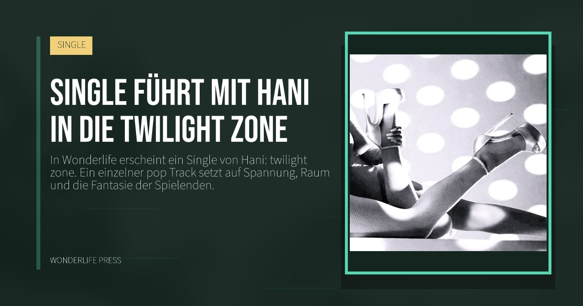 Wonderlife Press: Single führt mit Hani in die twilight zone. Veröffentlichungscover. SINGLE.