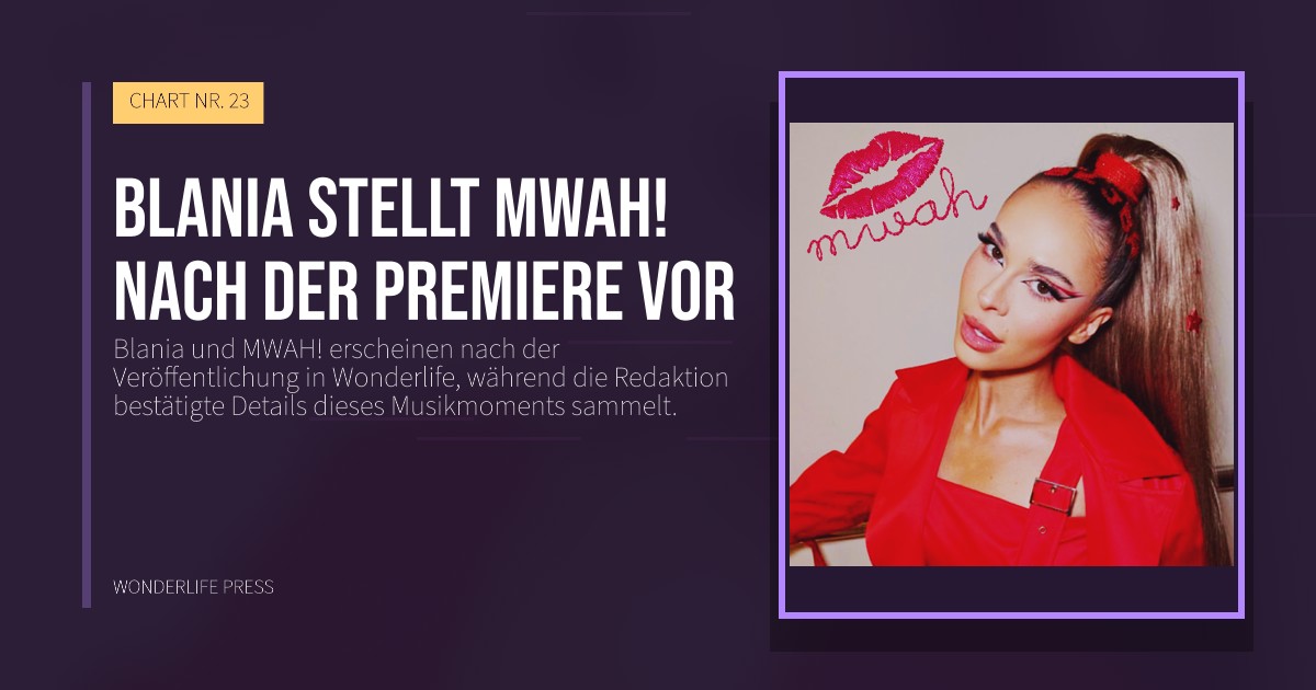 Wonderlife Press: Blania stellt MWAH! nach der Premiere vor. Veröffentlichungscover. CHART NR. 23.
