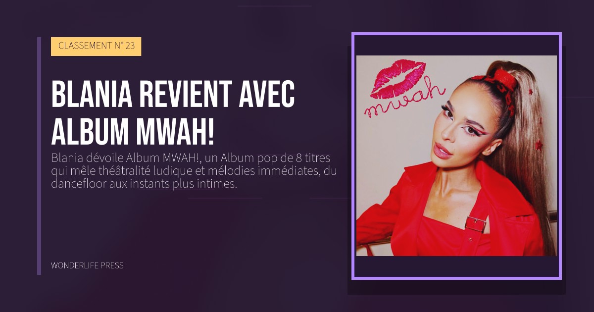 Wonderlife Press: Blania revient avec Album MWAH!. pochette de la sortie. CLASSEMENT N° 23.
