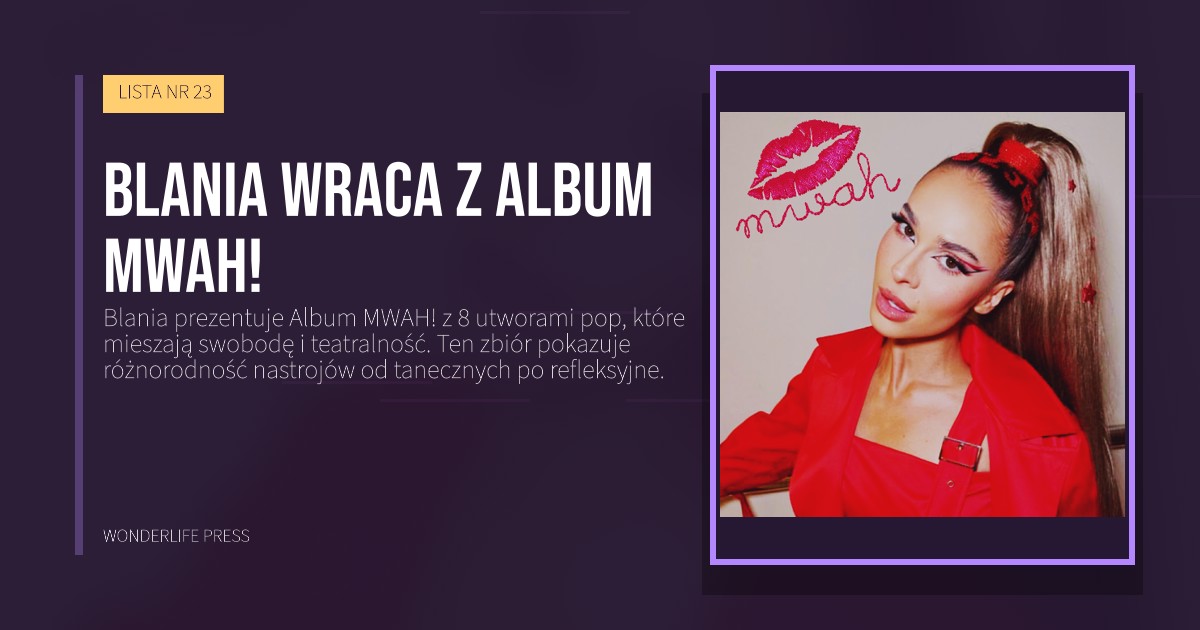 Wonderlife Press: Blania wraca z Album MWAH!. okładka wydawnictwa. LISTA NR 23.