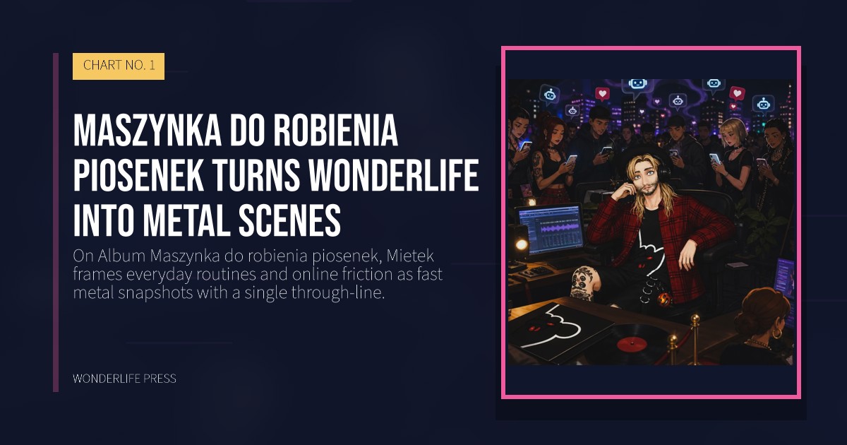 Wonderlife Press: Maszynka do robienia piosenek turns Wonderlife into metal scenes. release artwork. CHART NO. 1.