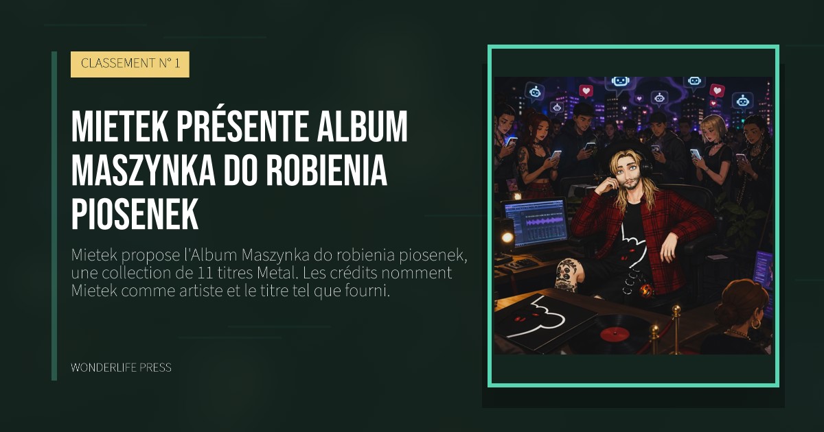 Wonderlife Press: Mietek présente Album Maszynka do robienia piosenek. pochette de la sortie. CLASSEMENT N° 1.