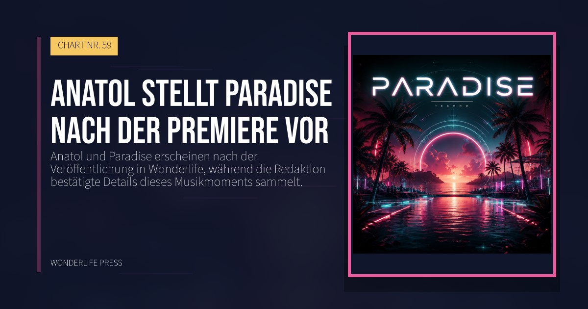 Wonderlife Press: Anatol stellt Paradise nach der Premiere vor. Veröffentlichungscover. CHART NR. 59.
