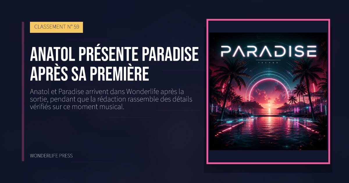 Wonderlife Press: Anatol présente Paradise après sa première. pochette de la sortie. CLASSEMENT N° 59.