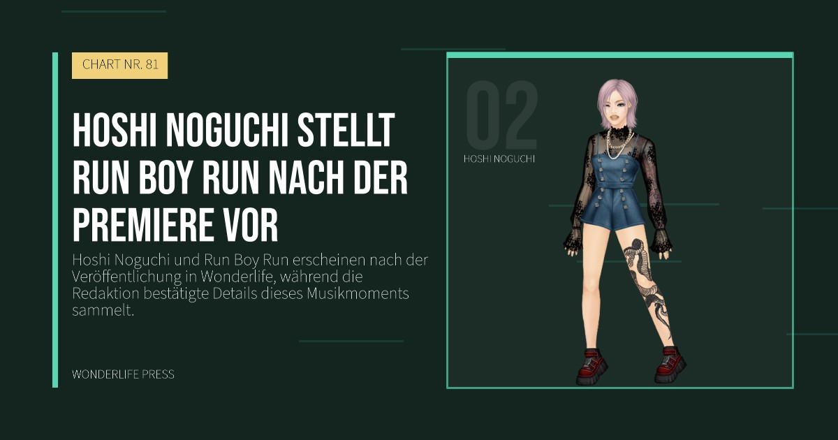Wonderlife Press: Hoshi Noguchi stellt Run Boy Run nach der Premiere vor. Künstlerporträt. CHART NR. 81.