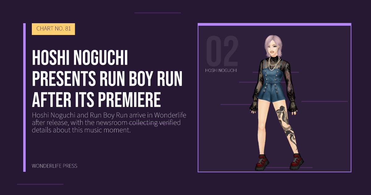 Wonderlife Press: Hoshi Noguchi presents Run Boy Run after its premiere. artist portrait. CHART NO. 81.