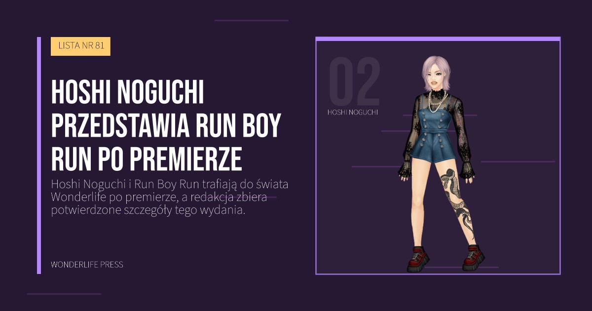 Wonderlife Press: Hoshi Noguchi przedstawia Run Boy Run po premierze. portret artystów. LISTA NR 81.
