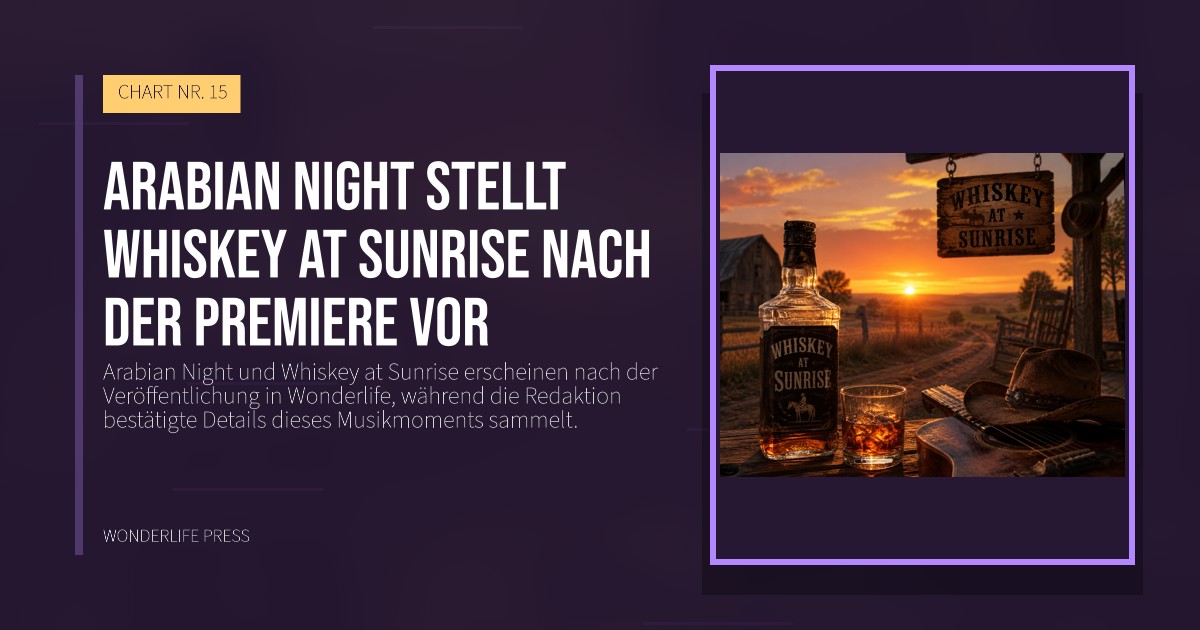 Wonderlife Press: Arabian Night stellt Whiskey at Sunrise nach der Premiere vor. Veröffentlichungscover. CHART NR. 15.