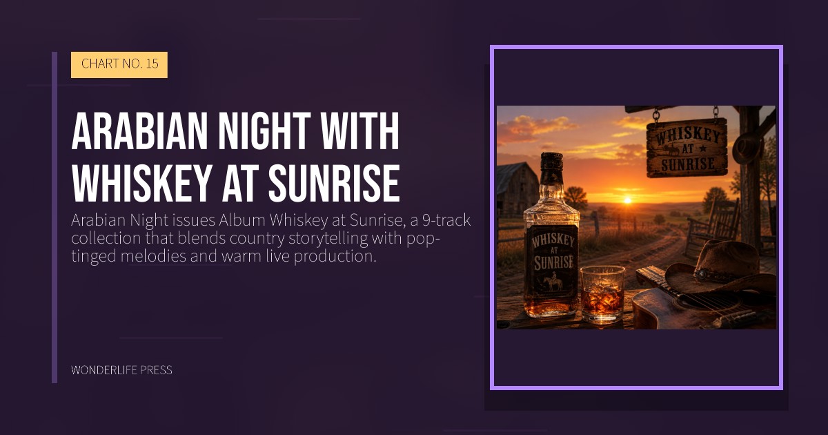Wonderlife Press: Arabian Night with Whiskey at Sunrise. release artwork. CHART NO. 15.