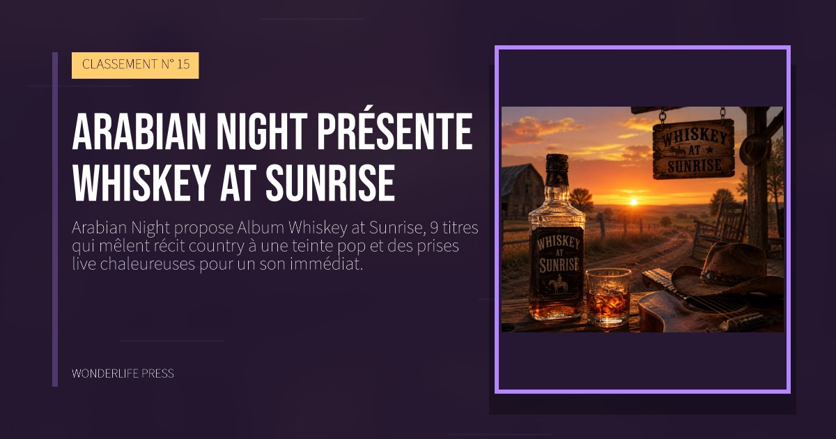Wonderlife Press: Arabian Night présente Whiskey at Sunrise. pochette de la sortie. CLASSEMENT N° 15.