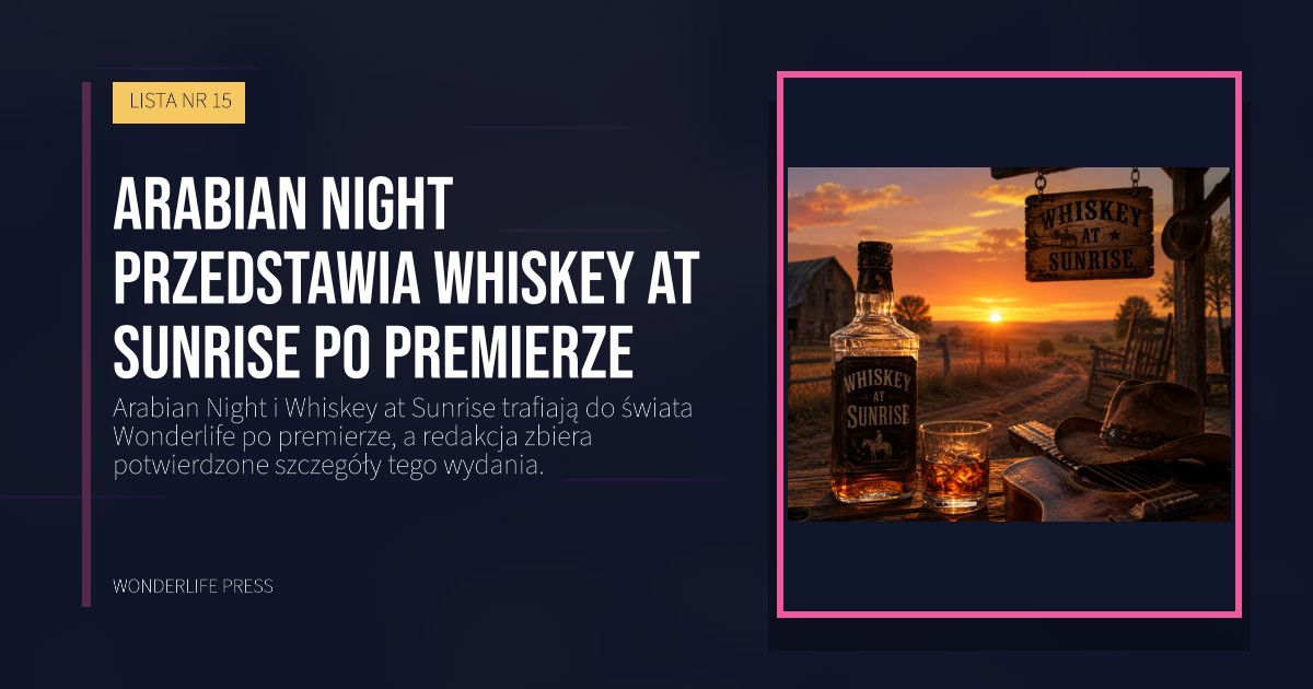 Wonderlife Press: Arabian Night przedstawia Whiskey at Sunrise po premierze. okładka wydawnictwa. LISTA NR 15.