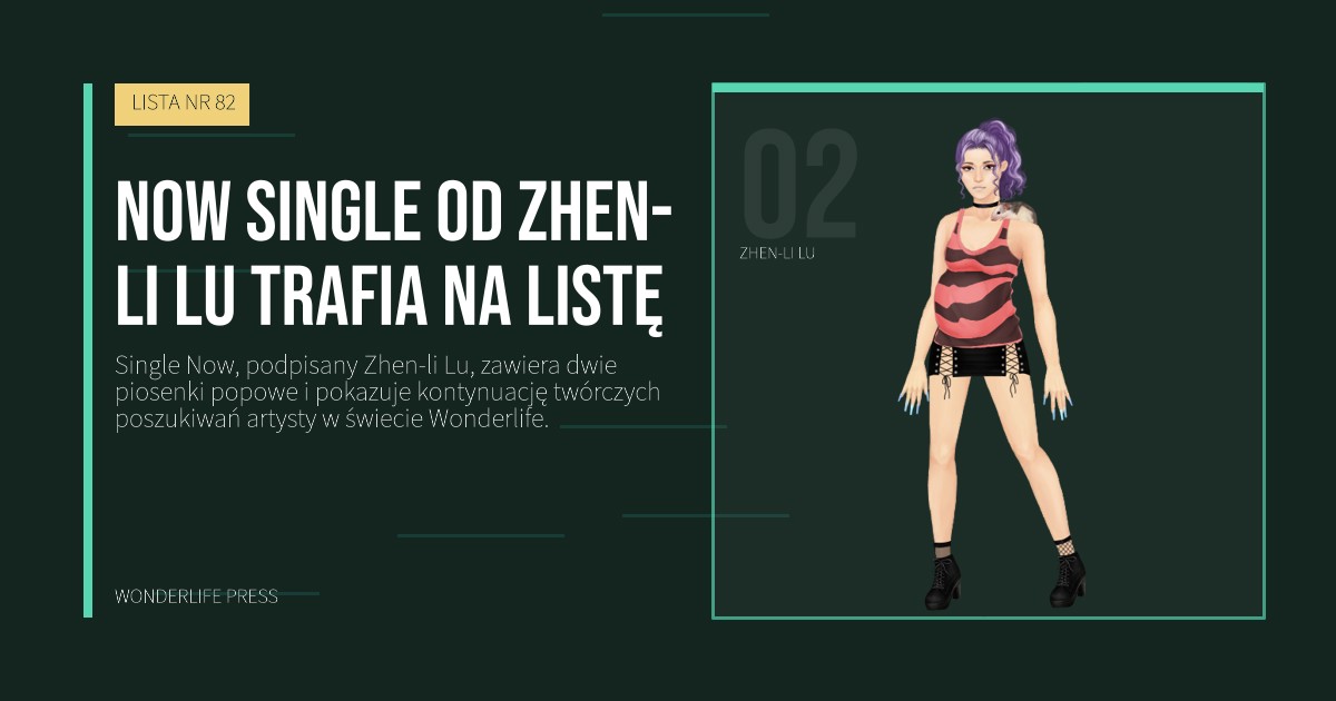 Wonderlife Press: Now single od Zhen-li Lu trafia na listę. portret artystów. LISTA NR 82.