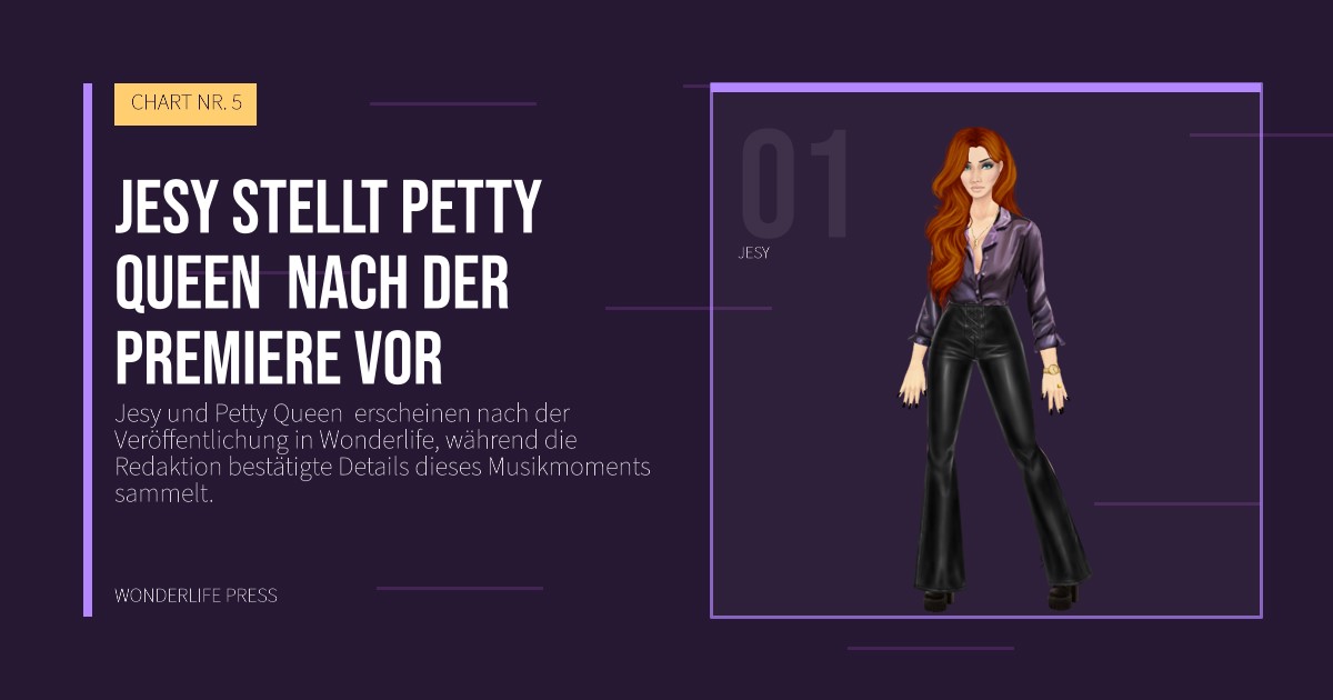 Wonderlife Press: Jesy stellt Petty Queen  nach der Premiere vor. Künstlerporträt. CHART NR. 5.