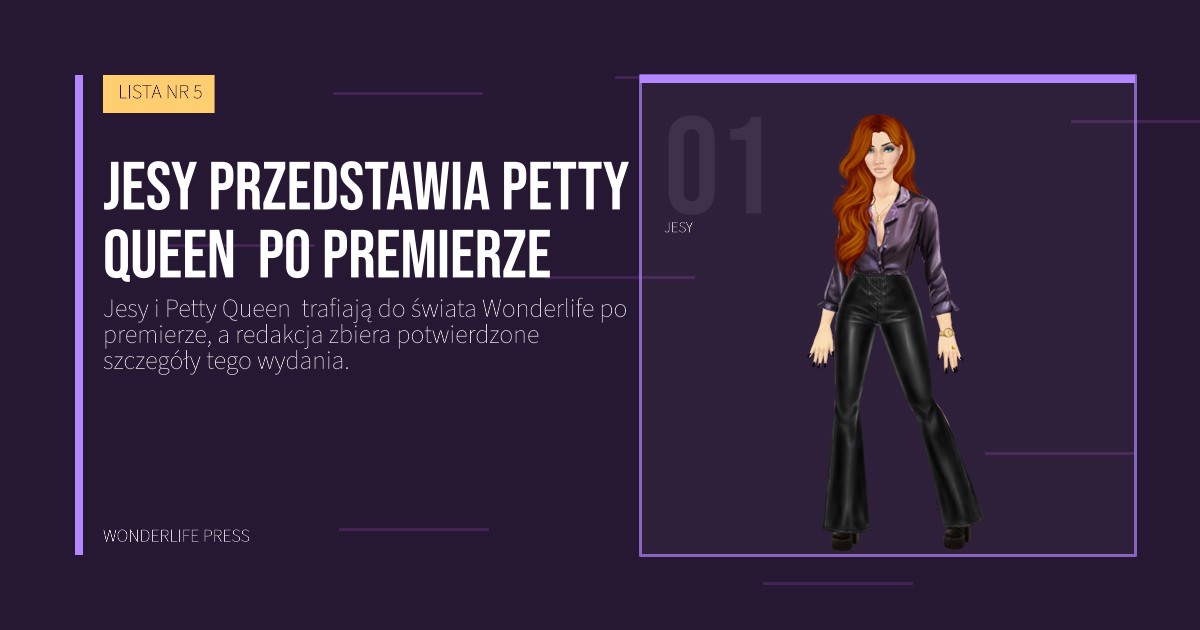 Wonderlife Press: Jesy przedstawia Petty Queen  po premierze. portret artystów. LISTA NR 5.