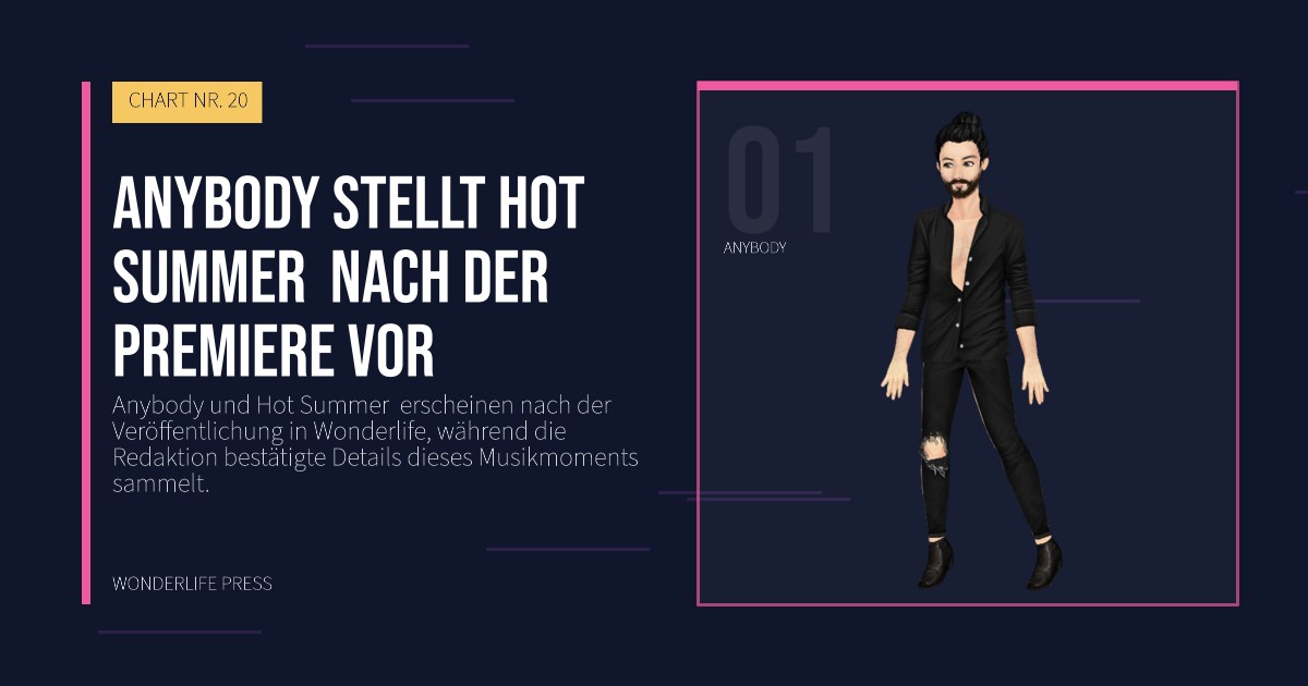 Wonderlife Press: Anybody stellt Hot Summer  nach der Premiere vor. Künstlerporträt. CHART NR. 20.