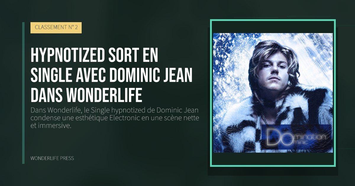 Wonderlife Press: Hypnotized sort en Single avec Dominic Jean dans Wonderlife. pochette de la sortie. CLASSEMENT N° 2.