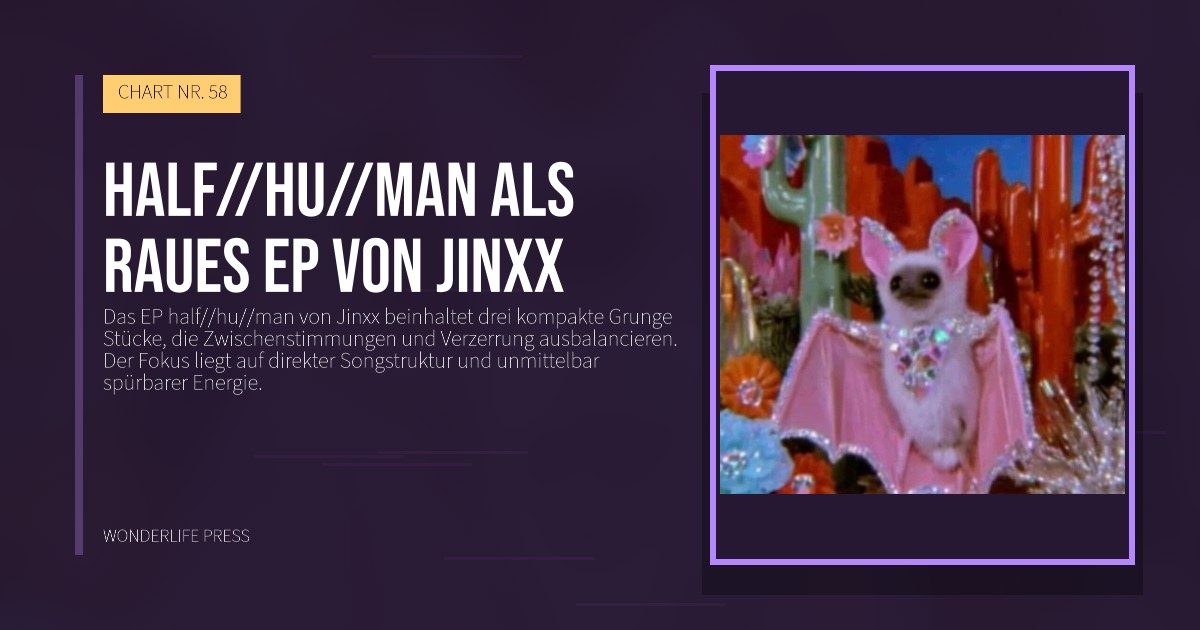 Wonderlife Press: half//hu//man als raues EP von Jinxx. Veröffentlichungscover. CHART NR. 58.