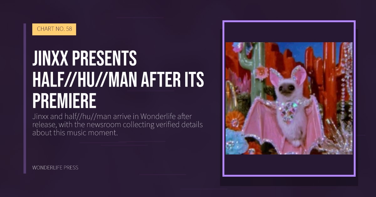 Wonderlife Press: Jinxx presents half//hu//man after its premiere. release artwork. CHART NO. 58.