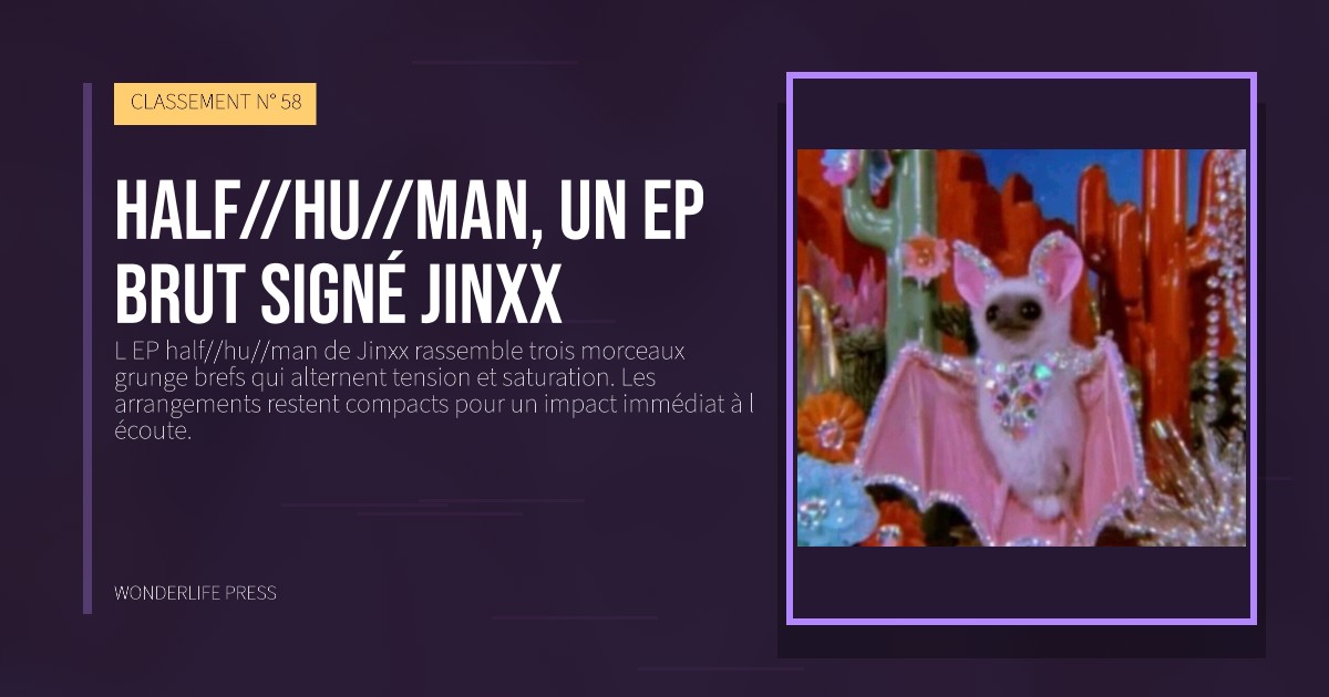 Wonderlife Press: half//hu//man, un EP brut signé Jinxx. pochette de la sortie. CLASSEMENT N° 58.