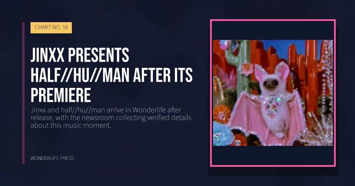 Wonderlife Press: Jinxx presents half//hu//man after its premiere. release artwork. CHART NO. 58.