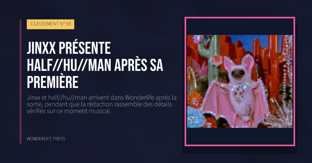 Wonderlife Press: Jinxx présente half//hu//man après sa première. pochette de la sortie. CLASSEMENT N° 58.