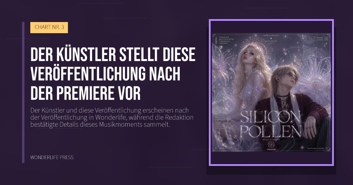 Wonderlife Press: Der Künstler stellt diese Veröffentlichung nach der Premiere vor. Veröffentlichungscover. CHART NR. 3.