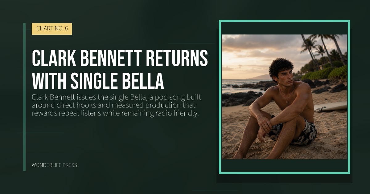 Wonderlife Press: Clark Bennett returns with single Bella. release artwork. CHART NO. 6.