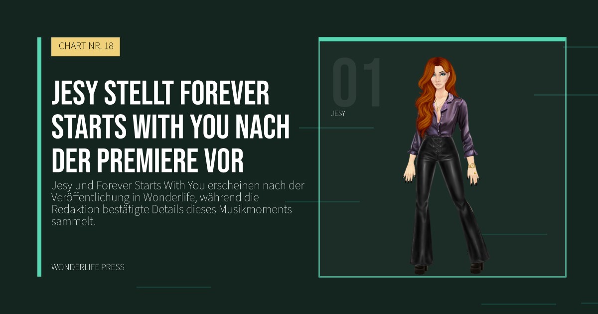 Wonderlife Press: Jesy stellt Forever Starts With You nach der Premiere vor. Künstlerporträt. CHART NR. 18.