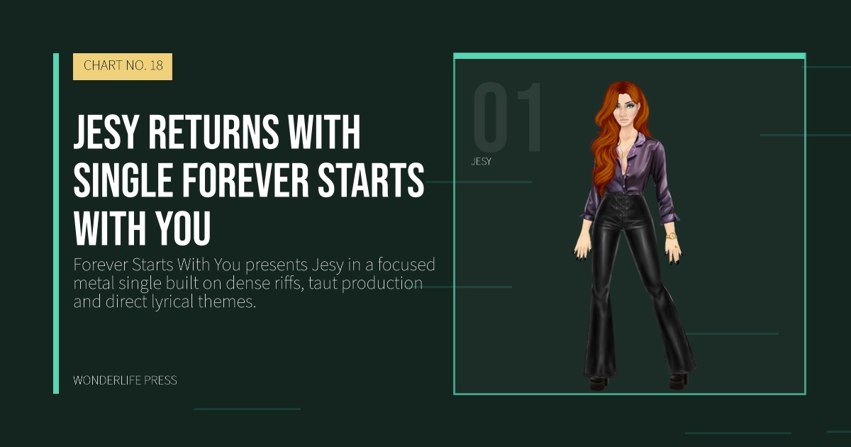 Wonderlife Press: Jesy returns with single Forever Starts With You. artist portrait. CHART NO. 18.