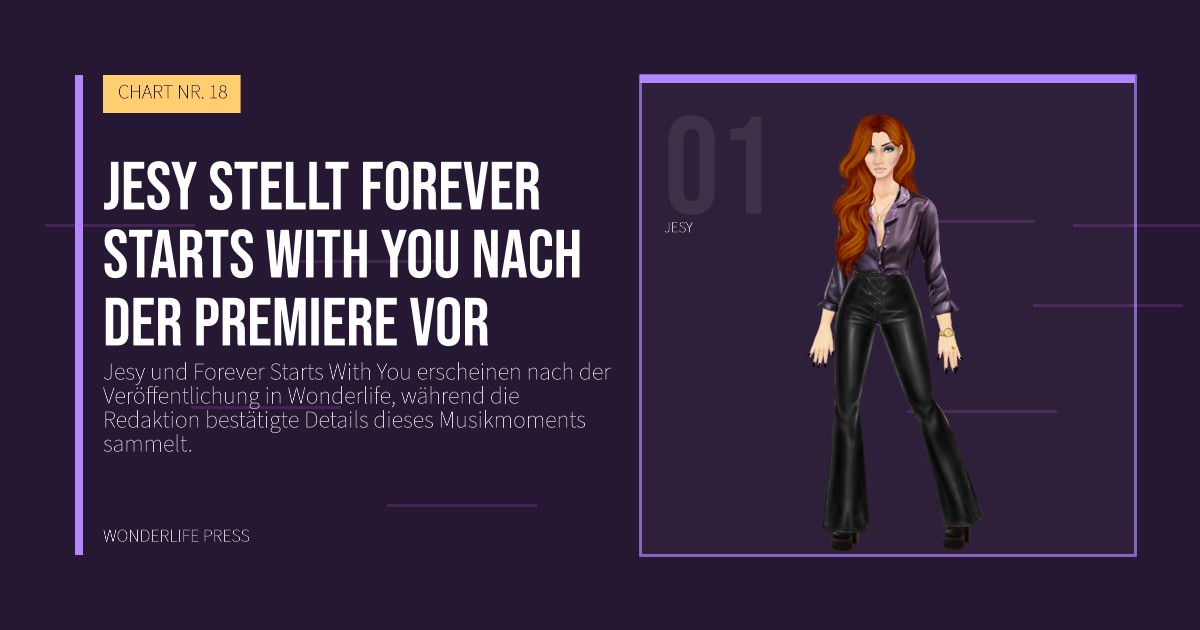 Wonderlife Press: Jesy stellt Forever Starts With You nach der Premiere vor. Künstlerporträt. CHART NR. 18.