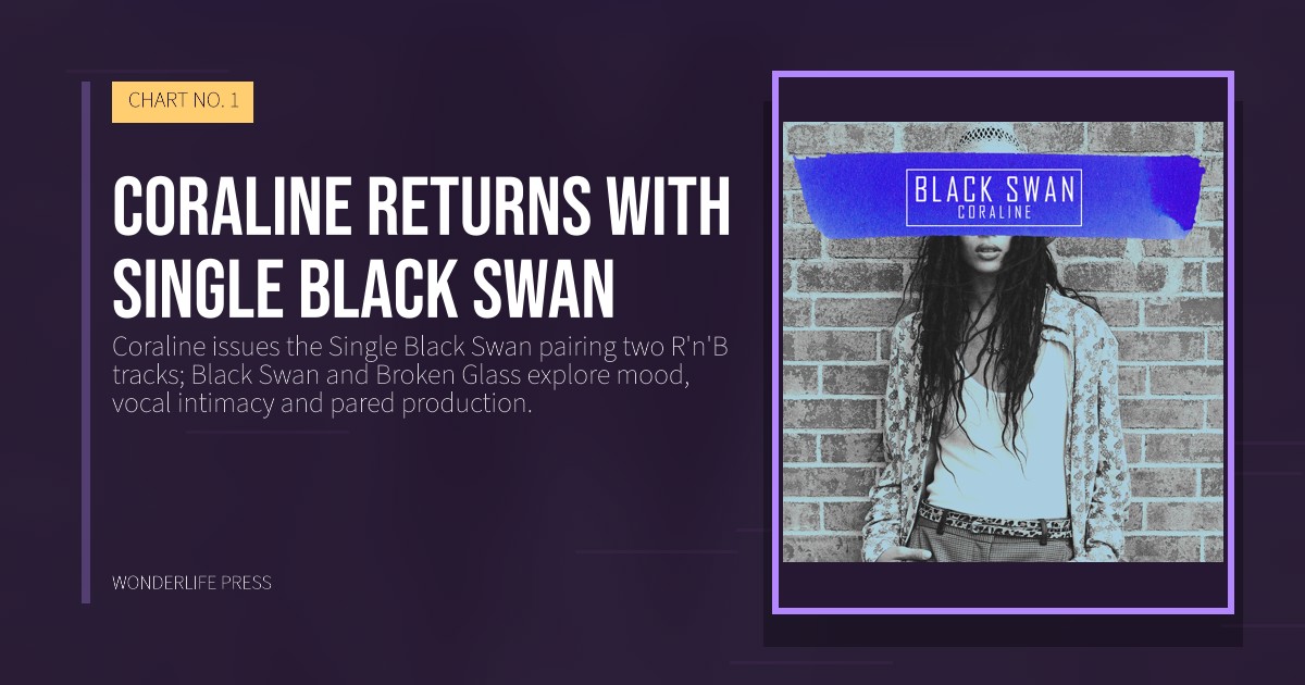 Wonderlife Press: Coraline returns with Single Black Swan. release artwork. CHART NO. 1.