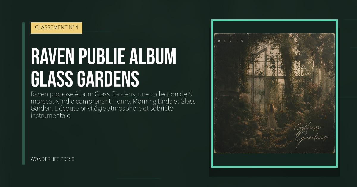 Wonderlife Press: Raven publie Album Glass Gardens. pochette de la sortie. CLASSEMENT N° 4.