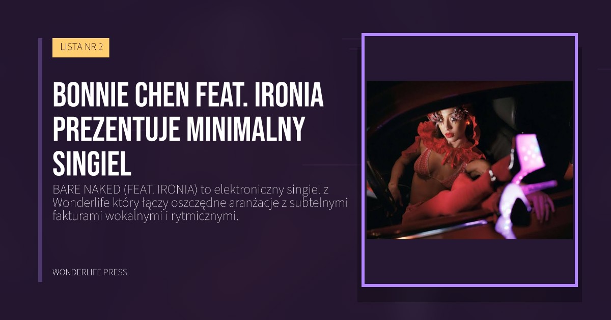 Wonderlife Press: Bonnie Chen feat. Ironia prezentuje minimalny singiel. okładka wydawnictwa. LISTA NR 2.