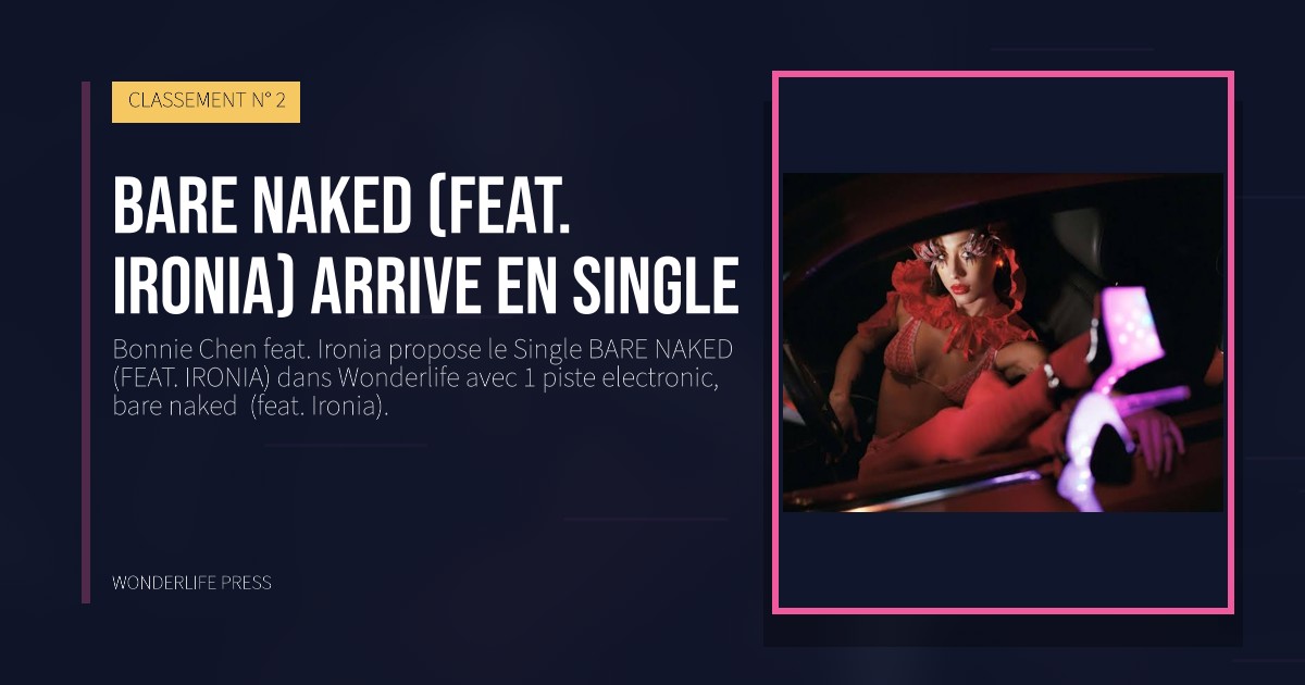Wonderlife Press: BARE NAKED (FEAT. IRONIA) arrive en single. pochette de la sortie. CLASSEMENT N° 2.