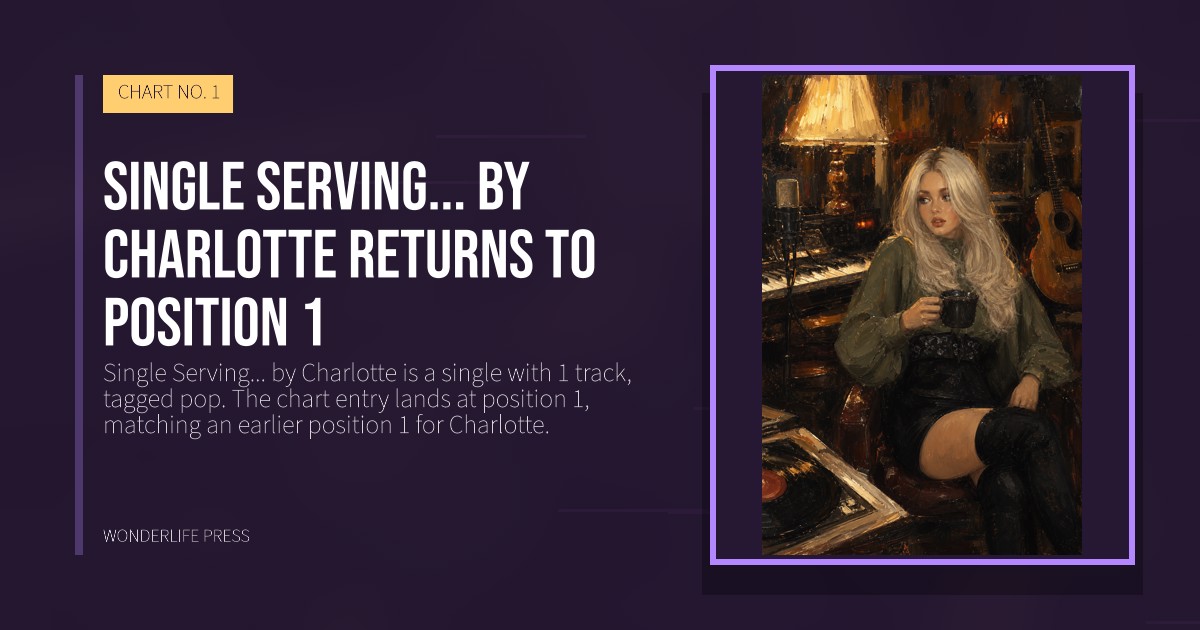 Wonderlife Press: Single Serving... by Charlotte returns to position 1. release artwork. CHART NO. 1.