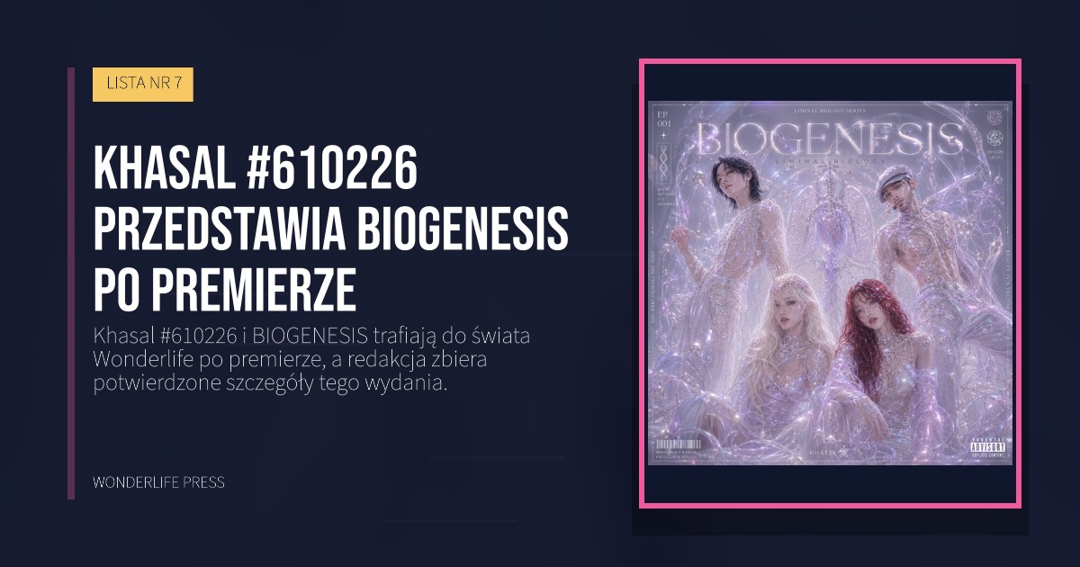Wonderlife Press: Khasal #610226 przedstawia BIOGENESIS po premierze. okładka wydawnictwa. LISTA NR 7.
