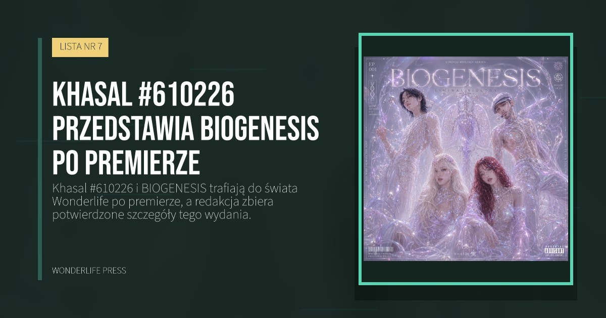 Wonderlife Press: Khasal #610226 przedstawia BIOGENESIS po premierze. okładka wydawnictwa. LISTA NR 7.