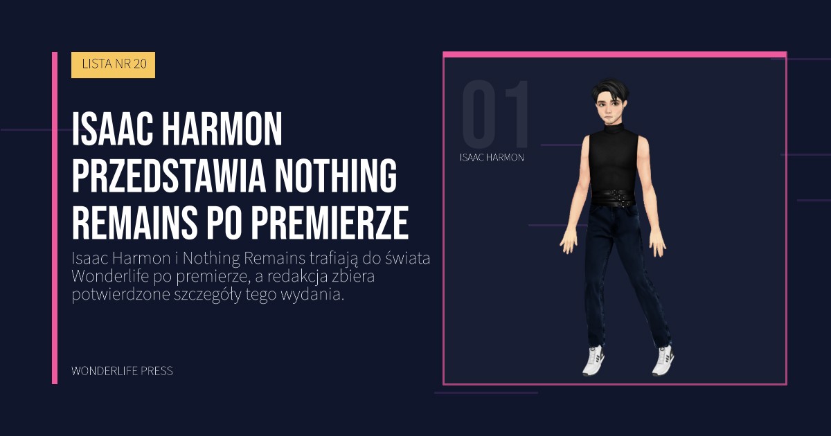 Wonderlife Press: Isaac Harmon przedstawia Nothing Remains po premierze. portret artystów. LISTA NR 20.