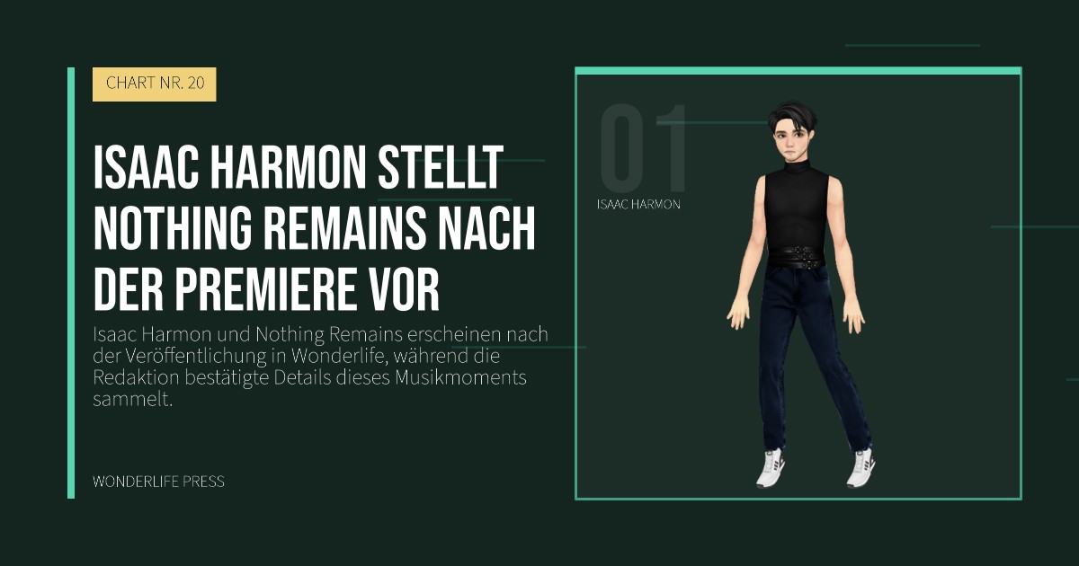 Wonderlife Press: Isaac Harmon stellt Nothing Remains nach der Premiere vor. Künstlerporträt. CHART NR. 20.