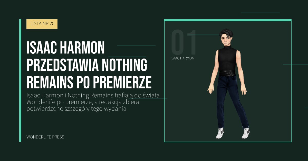 Wonderlife Press: Isaac Harmon przedstawia Nothing Remains po premierze. portret artystów. LISTA NR 20.