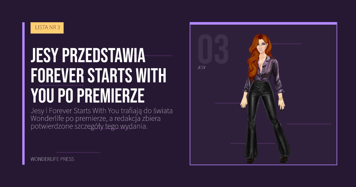 Wonderlife Press: Jesy przedstawia Forever Starts With You po premierze. portret artystów. LISTA NR 3.