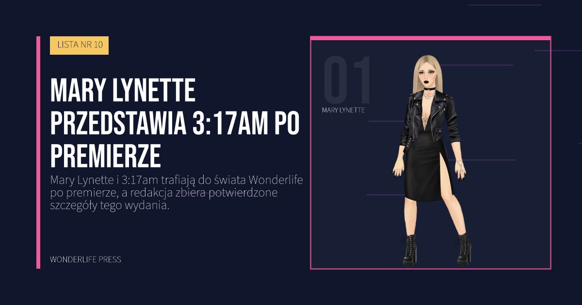 Wonderlife Press: Mary Lynette przedstawia 3:17am po premierze. portret artystów. LISTA NR 10.